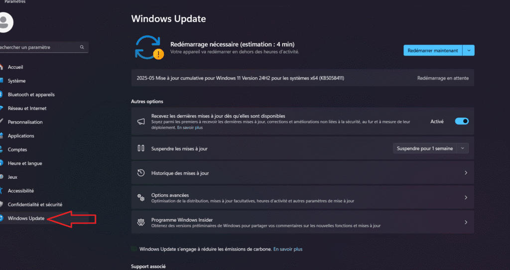 Mises à Jour Windows et Pilotes : Protection et optimisation 4 menu windows update